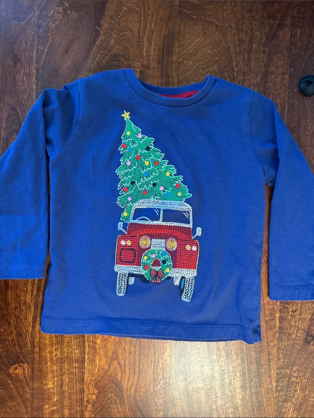 Mini Boden Kids Holiday Truck Shirt with Christmas Tree